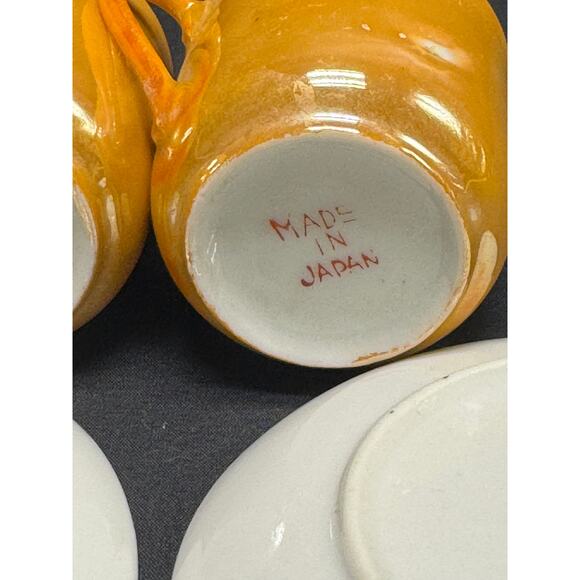 Set of 4 Vintage Hand-Painted Lusterware Demitasse Teacups & Saucers – Japan - Picture 11 of 13